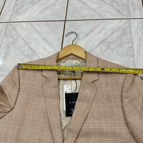RARE NWT J.Crew Ludlow Tan Plaid Blazer Size Women Size 14 Linen Checkered Coat - Picture 10 of 14